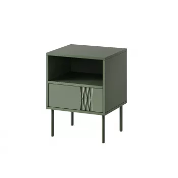 Mesa de cabeceira cama meble TRESSE 44×40×53 cm verde mate, 1 gaveta, conjunto de 2