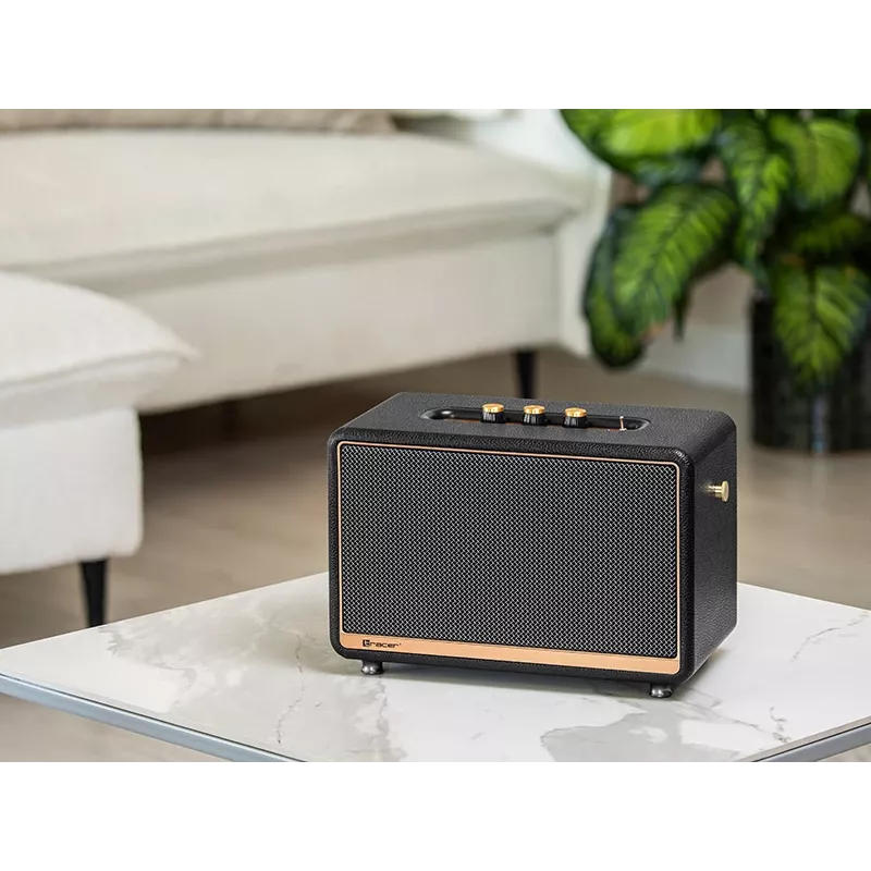 Altifalante estéreo portátil TRACER M45 Preto — Bluetooth 5.0, 45 W RMS, rádio FM, microfone incorporado, alimentado por pilhas