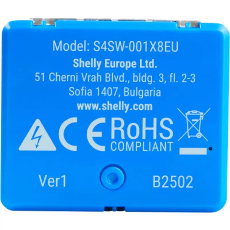 Módulo de relé inteligente compacto Shelly 1 Mini Gen4, 1P 8A, Wi‑Fi/Matter/Zigbee/Bluetooth, 110–240 V (2 unid.)