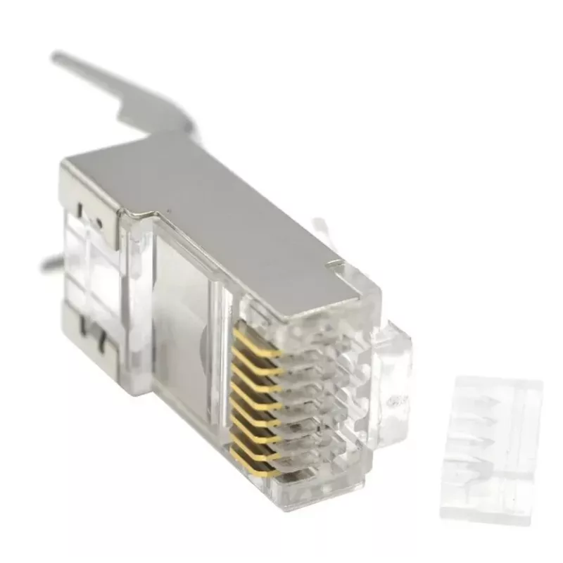 Ficha RJ45 GEMBIRD CAT7 8P8C banhada a ouro 15µ FTP/SFTP, pack de 100