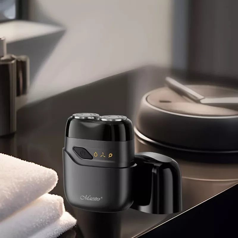 Máquina de barbear elétrica Maestro MR-671 USB design compacto de viagem