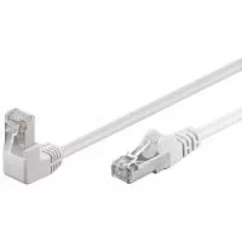 Cabo de rede Goobay CAT 5e patch 1x 90° angular, F/UTP, branco, 3 m - mistura de cobre CCA, 1x ficha RJ45 90° (8P8C) (94180)
