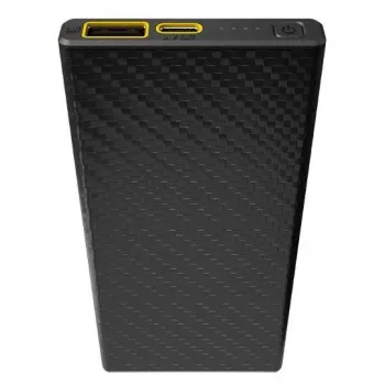Powerbank portátil Nitecore CARBO 10000 — iões de lítio 10000 mAh, 38 W PD, USB-A + USB-C, cinzento