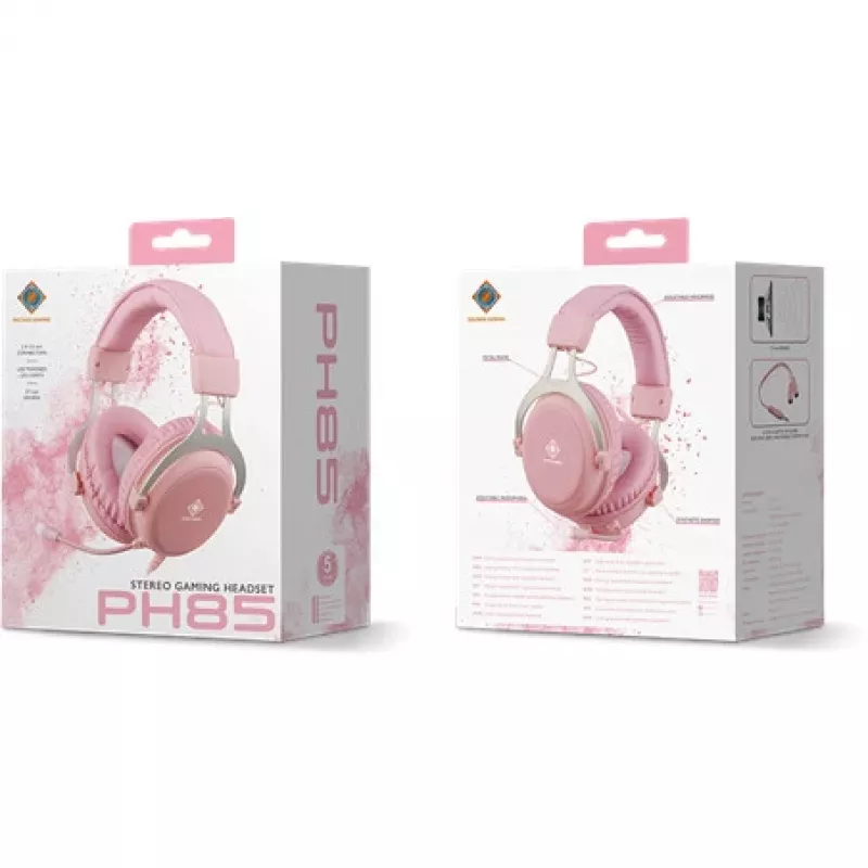 Deltaco GAM-030-P auscultadores e headset com fios headband gaming USB Type-A rosa (GAM-030-P)