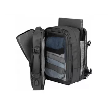 Mochila de exterior NATEC NTO-2116 sem armação poliéster preta 330×240×440 mm com compartimento para tablet e 10 bolsos