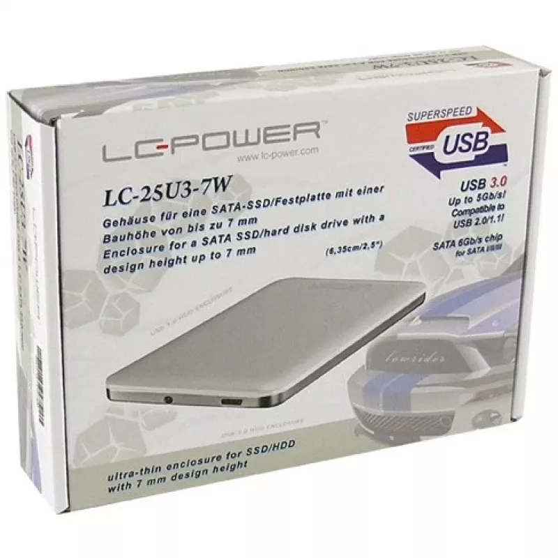 LC-Power LC-25U3-7W, apenas caixa 2.5, USB 3.0, branco, para SATA HDD/SSD (LC-25U3-7W)