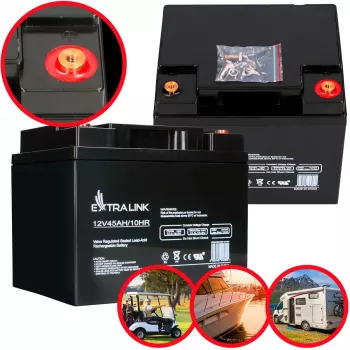 Bateria de UPS Extralink Accumulator AGM 12V 45Ah — chumbo-ácido selada (VRLA), 1 unid., preto