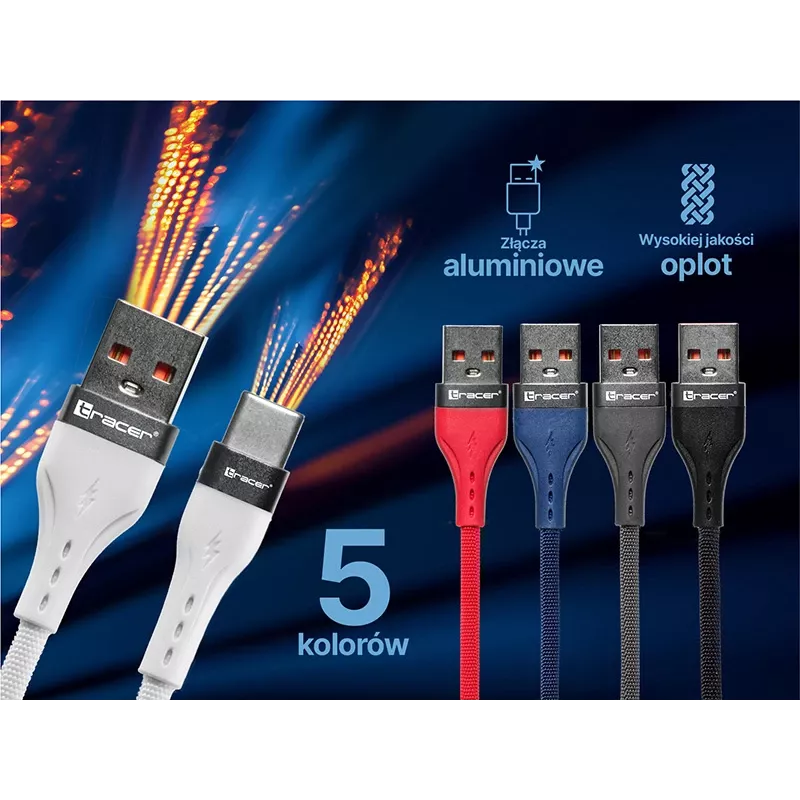 Cabo Tracer 47487 USB A - Type C M/M 1m cinzento