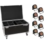 EUROLITE conjunto de 8x LED IP PAR 12x9W SCL Spot com mala com rodas