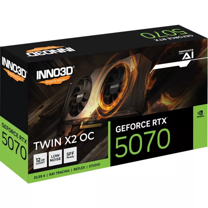 Placa gráfica INNO3D GeForce RTX 5070 TWIN X2 OC 12GB GDDR7