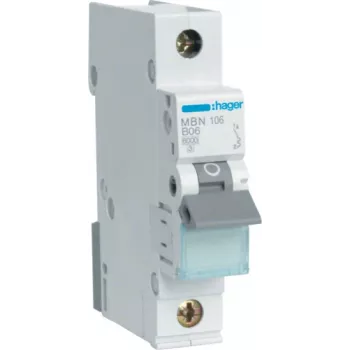 Hager MBN106. Frequência de entrada CA: 50/60 Hz, corrente nominal de saída: 6 A (MBN106)