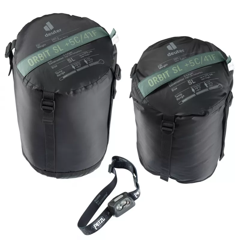 Saco-cama tipo múmia DEUTER Orbit SL +5 °C / 41 °F — 750 mm de largura, 480 mm de profundidade, Ripstop-PES, verde