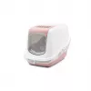 Caixa de areia para gatos com tampa Savic Nestor branco-rosa, bandeja fechada com tampa, 56×39×38,5 cm