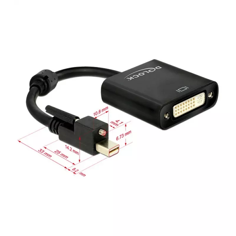 Adaptador de cabo de vídeo DeLOCK 62639 Mini DisplayPort para DVI-I 0,25 m preto