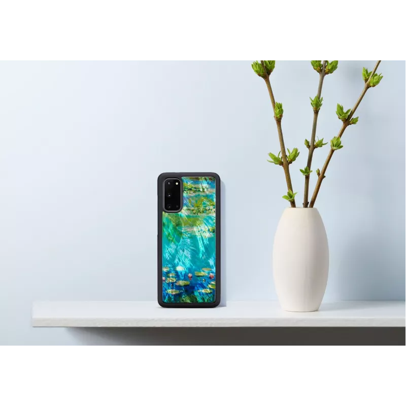 Capa de proteção iKins para Samsung Galaxy S20 — design preto Water Lilies