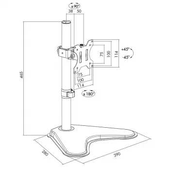 Suporte de monitor LOGILINK BP0044 para ecrãs 33–81,3 cm (13–32 polegadas), VESA 75x75–100x100, máx. 8 kg, secretária, preto