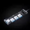 Hub USB Aukey CB-H36 — 4 portas USB 3.2 Gen 1 Type-A, host USB 2.0, 5000 Mbit/s, alumínio prateado