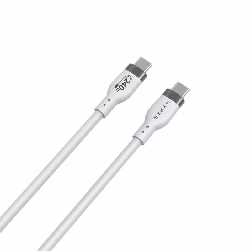 HYPER HyperJuice Cabo USB-C para USB-C de silicone 240W (0,9 m/1 m) - Branco