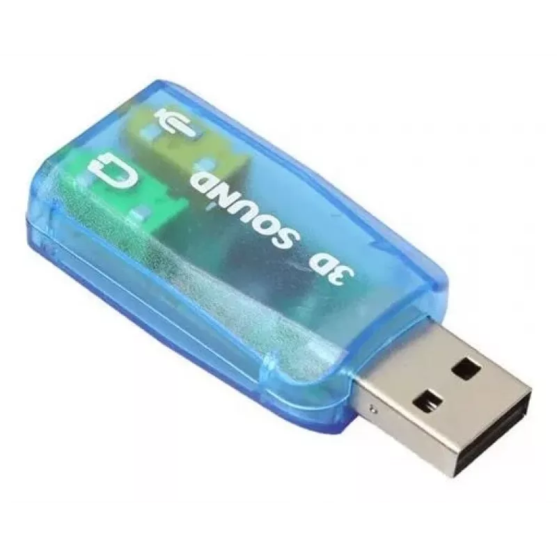 Placa de som externa USB Gembird Virtus2 — interface USB, auscultadores de 3,5 mm, azul transparente