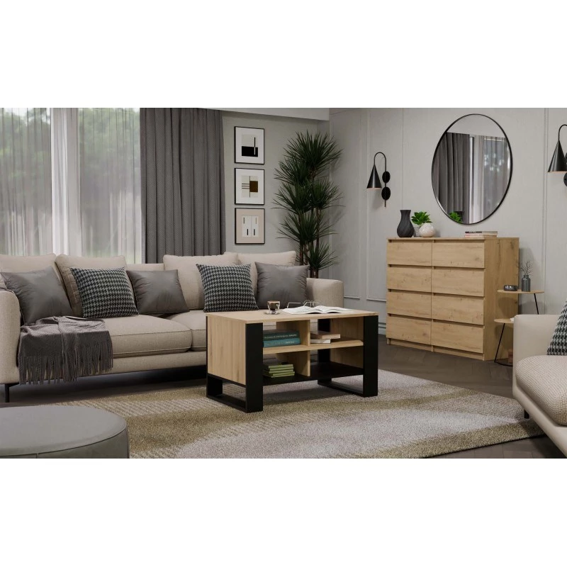 Mesa de centro top e shop Topeshop STOLIK KAWOWY ŁAWA MODERN 4P carvalho Artisan preto