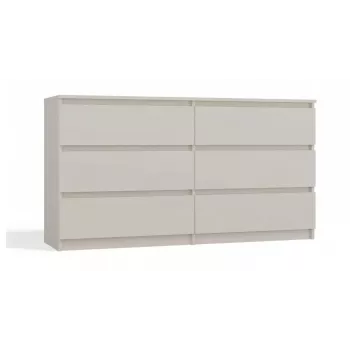 Cómoda MALWA M6/140 da top e shop — 6 gavetas, 1380×400×750 mm, laminado caxemira
