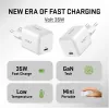 Carregador de parede USB-C 35W 3A Power Delivery 3.0 QC 3.0 branco