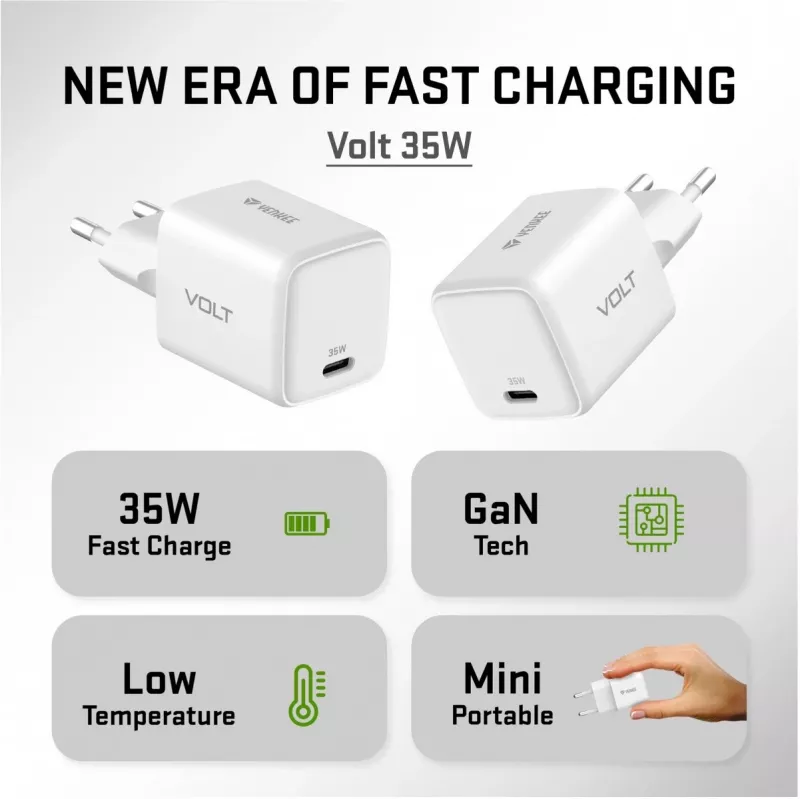 Carregador de parede USB-C 35W 3A Power Delivery 3.0 QC 3.0 branco
