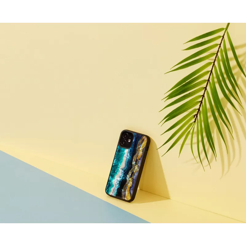 Capa de proteção iKins para Apple iPhone 12 mini — padrão de ágata roxa