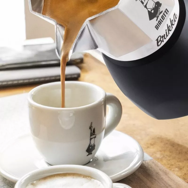 Bialetti Brikka 2023 cafeteira moka, 4 chávenas (0,17 l), preta / aço inoxidável