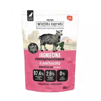 WIEJSKA ZAGRODA Monoproteico borrego - comida húmida para cães - 500g