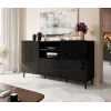 Cómoda cama meble ABETO 150x42x82 cm, preto alto brilho, estrutura MDF, 1 gaveta