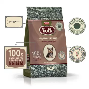 FOLK raças pequenas tradicional festim polaco de carne com coelho, borrego e codorniz - comida seca para cães - 7 kg