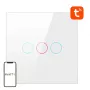 Interruptor de luz inteligente Avatto TS02-EU-W3 WiFi 3 vias — interruptor WiFi de parede para controlo múltiplo