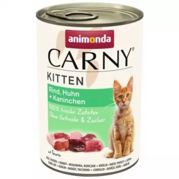 animonda Carny Alimento húmido para gatos 400 g – elevado teor de carne, sem cereais, sabor a frango, para gatinhos