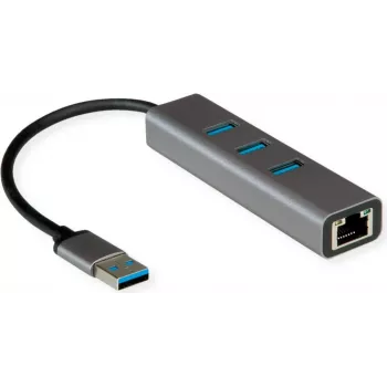 Dock para portátil ROLINE 12021112 com fios USB Type-A cinzento Ethernet 1000 Mbit/s
