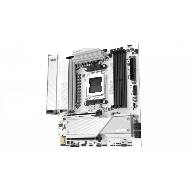 Placa-mãe Sapphire PURE B850M WIFI Micro ATX — AMD B850, Socket AM5, DDR5 até 8000 MHz, 4 DIMM, Wi‑Fi 6, 2,5 Gb LAN, 2× M.2, PCIe 5.0 x16