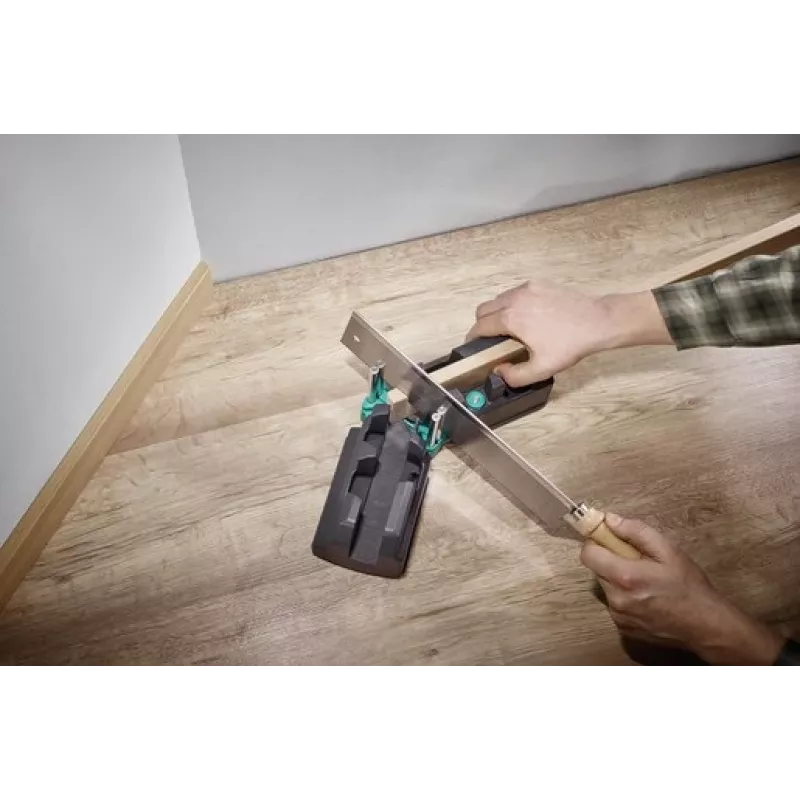 Caixa de esquadria e batente Wolfcraft 6948200 — guia de esquadria, alcance de medição 85–180°, para tábuas até 3 cm, preta