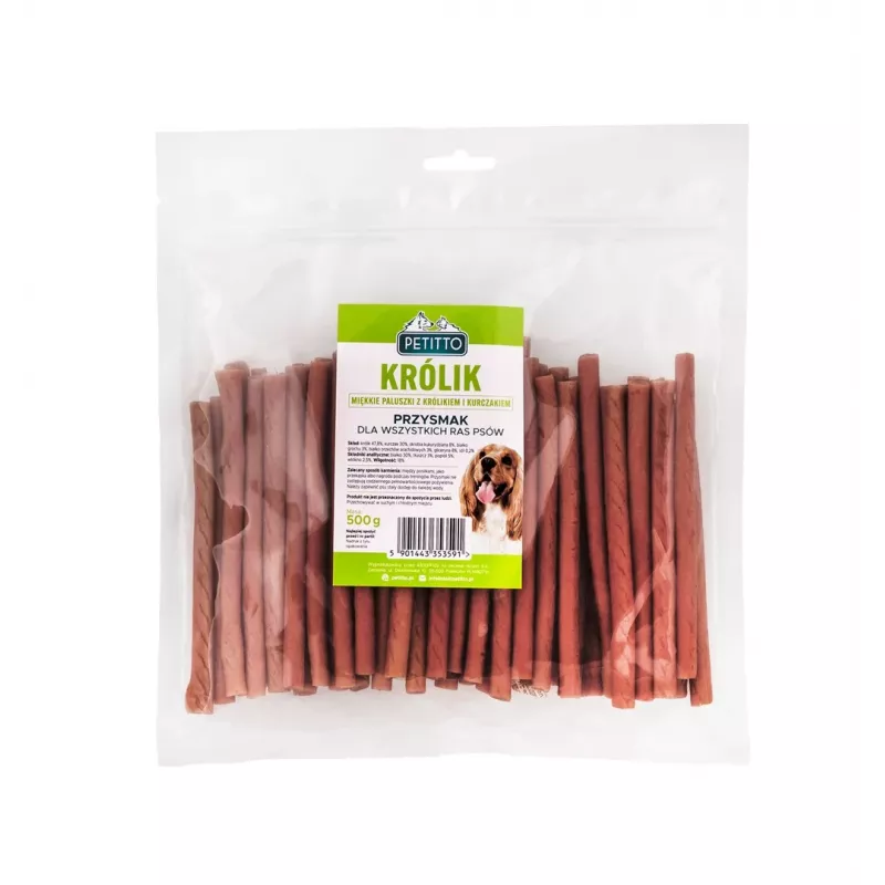 PETITTO Dedos macios de coelho snack para cães, 500 g