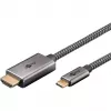 Cabo adaptador USB trançado, ficha USB-C > ficha HDMI, 4K / 60Hz (preto/prateado, 2 metros)