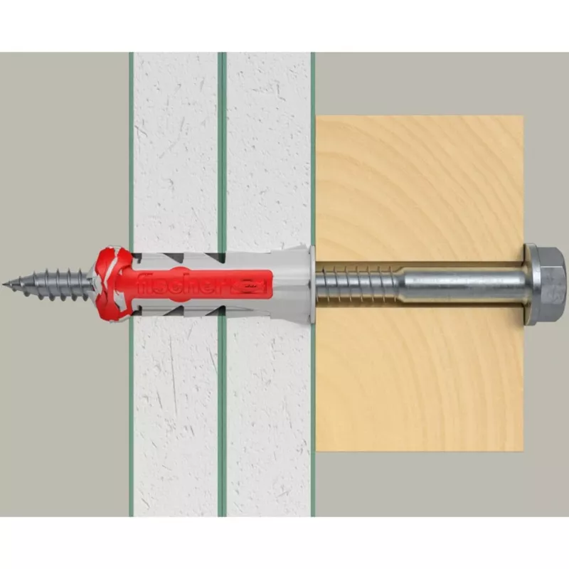 Bucha fischer DUOPOWER 10x50 BigBox cinzento claro/vermelho 210 unidades reutilizável (570550)