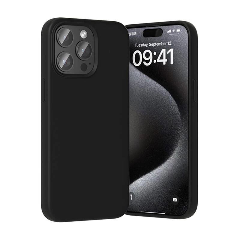 Capa protetora de silicone Vention KUFB0-40 para iPhone 15 Pro Max — capa preta com toque suave