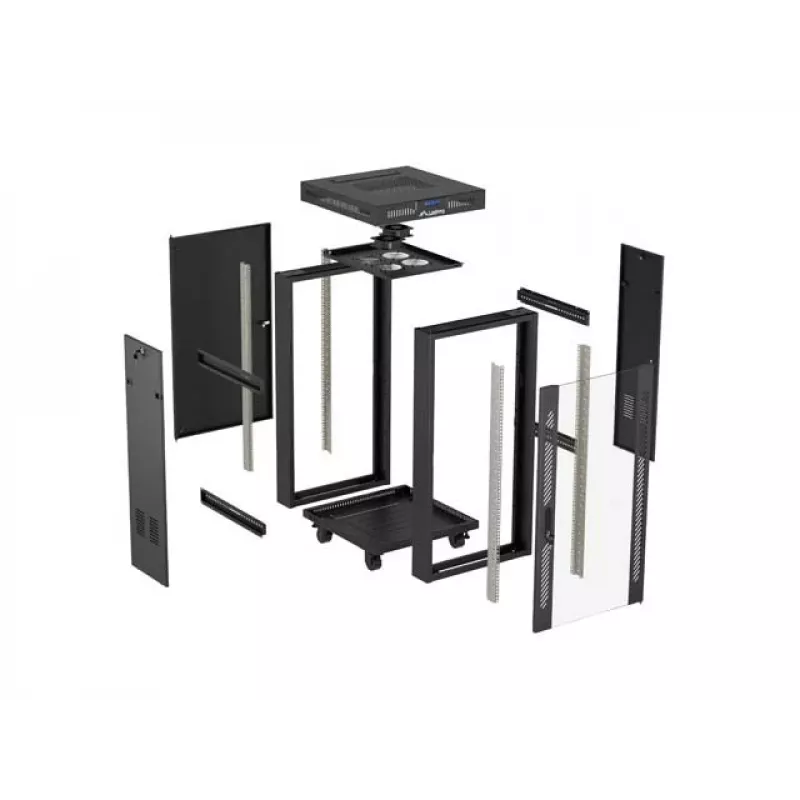 Armário rack autónomo LANBERG FF01-6624-12BL 24U 19 polegadas 600×600 mm, IP20, 1200 kg, preto
