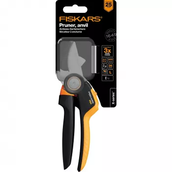 Tesoura de jardim Fiskars X-Series P941 bigorna preta, laranja