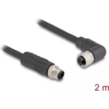 Cabo de sensor/atuador DeLOCK 80524 2 m RST M12 preto