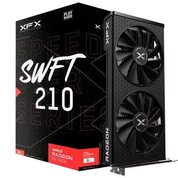 Placa gráfica XFX Radeon RX 7600 — 8 GB GDDR6, PCIe 4.0, 128-Bit, 2x DisplayPort 2.1, HDMI 2.1, 2 ventoinhas