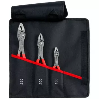 Bolsa enrolável Knipex TwinGrip conjunto de alicates de aperto frontal, 3 peças, comprimentos 150/200/250 mm, vermelho
