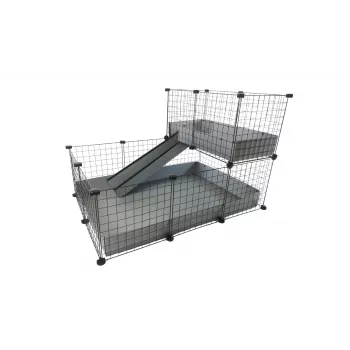 Gaiola modular C&C para pequenos animais de um andar 3x2 com sótão e rampa