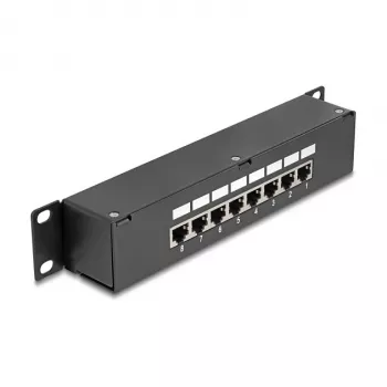 Painel de acoplamento DeLOCK 10 polegadas 8 portas Cat.6 RJ45 preto 1U