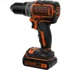 Black & Decker BL186K-QW berbequim-aparafusadora a bateria, 18 V, bateria de iões de lítio de 1,5 Ah, 2 velocidades, 1650 rpm, 52 Nm, com mala, preto/laranja