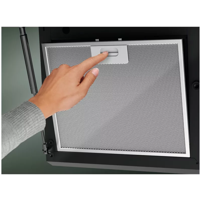 Electrolux LFV626K exaustor de chaminé, 60 cm (598 mm), máx. 575 m³/h (710 m³/h intensivo), 66 dB, LED, comando tátil, 3 velocidades, ligação sem fios à placa, preto